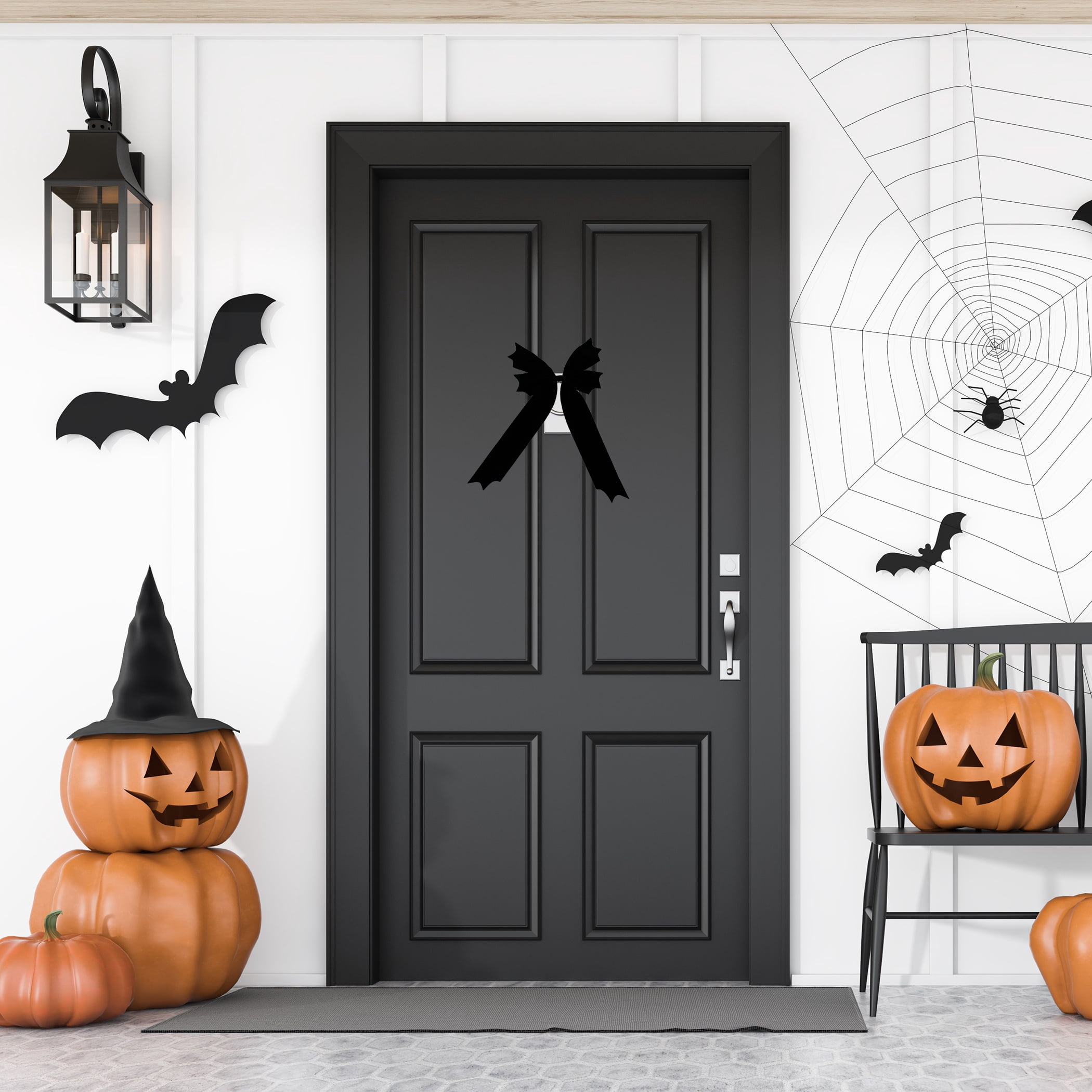 My Texas House Halloween Large Velvet Bat Bow, Black, 18"