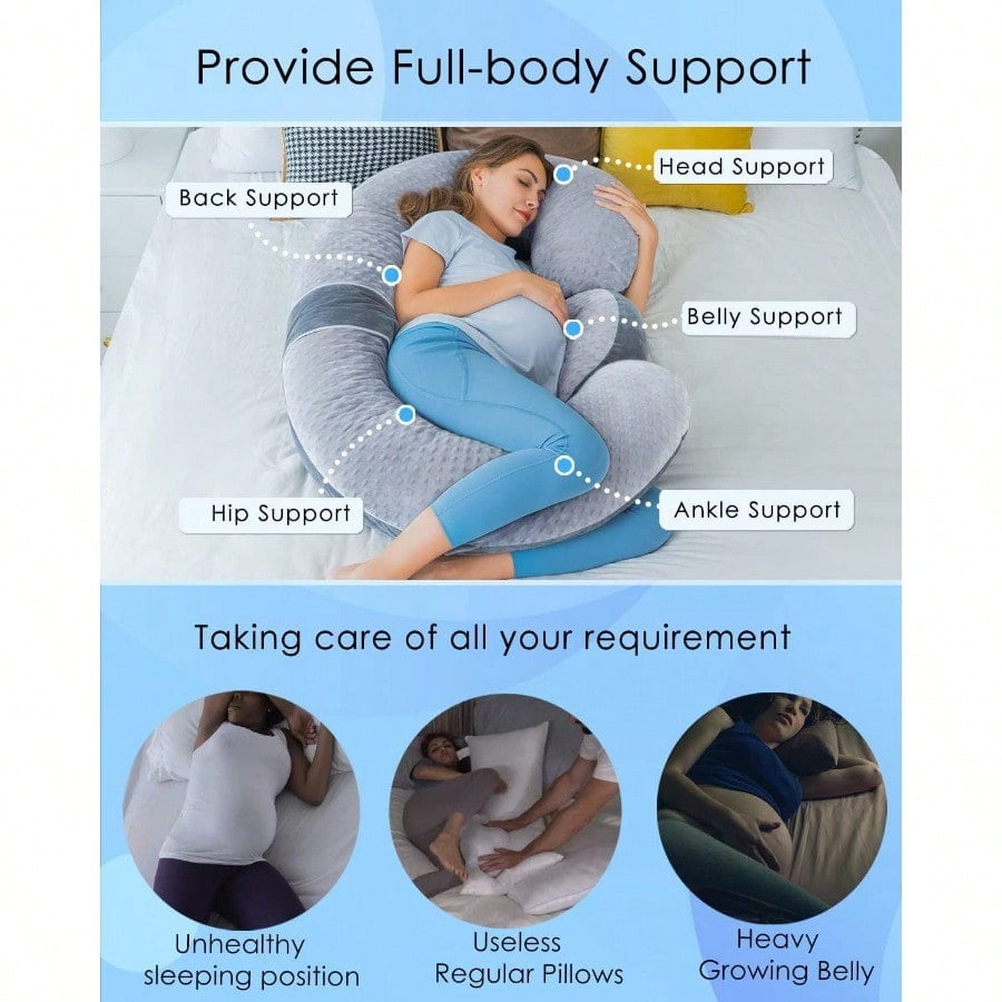 Pregnancy Pillows E Shaped Full Body Pillow For Sleeping With Pregnancy Wedge Pillow For Belly Support 60 Inch Maternity Pillow For Side Sleeper Grey Velvet