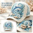 thumbnail image 3 of 3D Ocean Creatures Embroidery Cap, Adjustable Cotton Baseball Cap, Raised Embroidered Sea Animal Hat for Beach Travel,One Size, 3 of 6