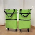 thumbnail image 7 of Pebbuoy Foldable Roller Shopping Bag with Rotary Wheels Large Capacity Great Load Bearing Straps Waterproof Fabric Smooth Zipper Retractable Trailer Grocery Bag, 7 of 7