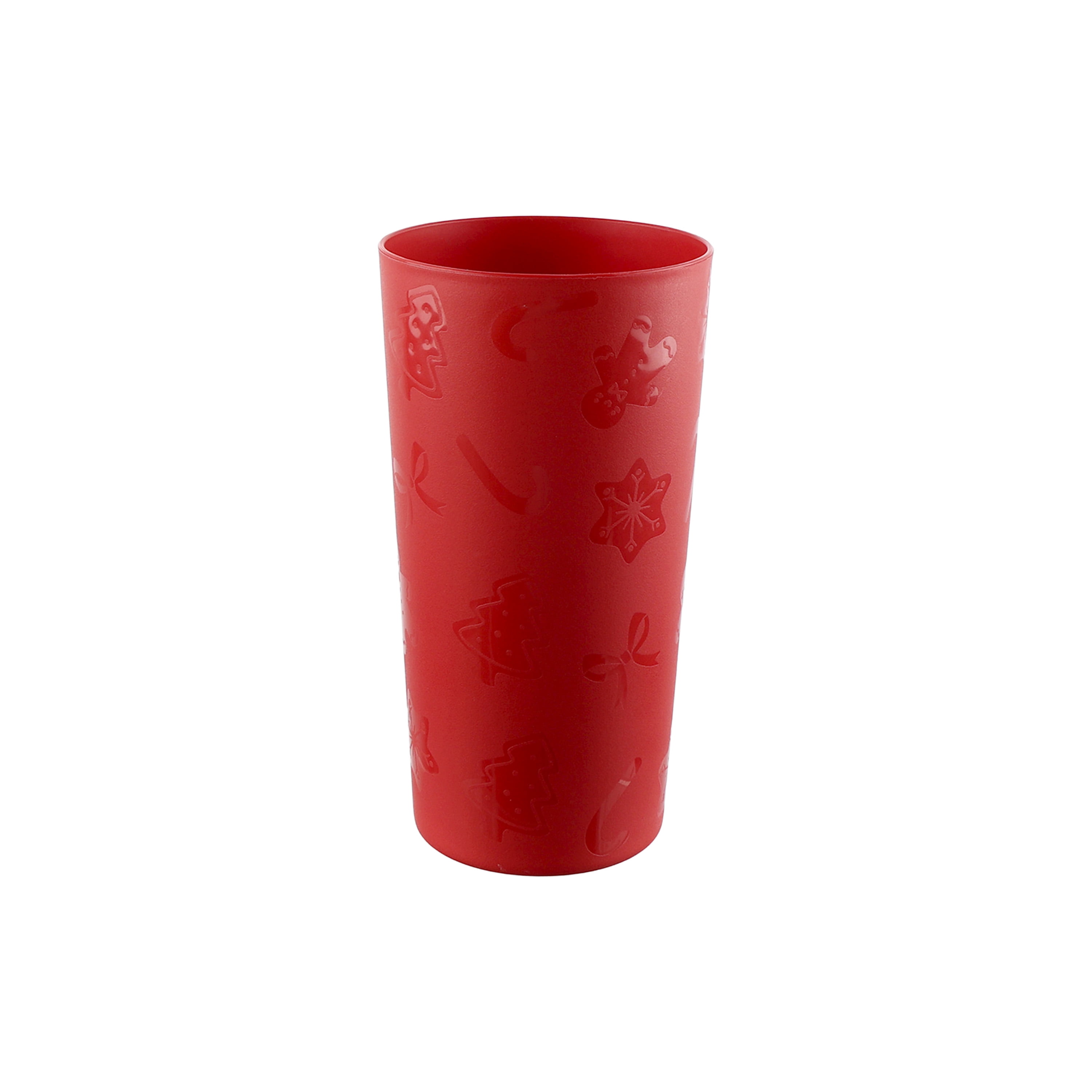 Mainstays Etched Red Holiday 30 Piece Plastic Dinnerware Set with Seasonal Design