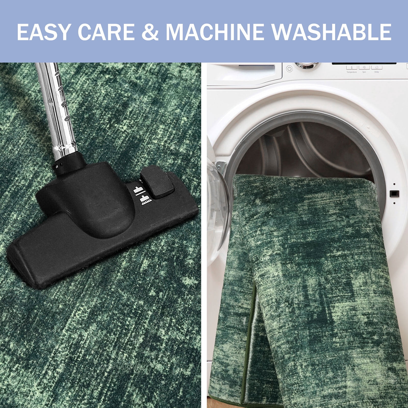 iOhouze Washable Rugs 3x5 ft Entryway Rugs Abstract Non Slip Area Rug Printed Faux Wool Soft Kitchen Rugs Indoor Rugs for Entrance Foyer Living Room Bedroom, Dark Green