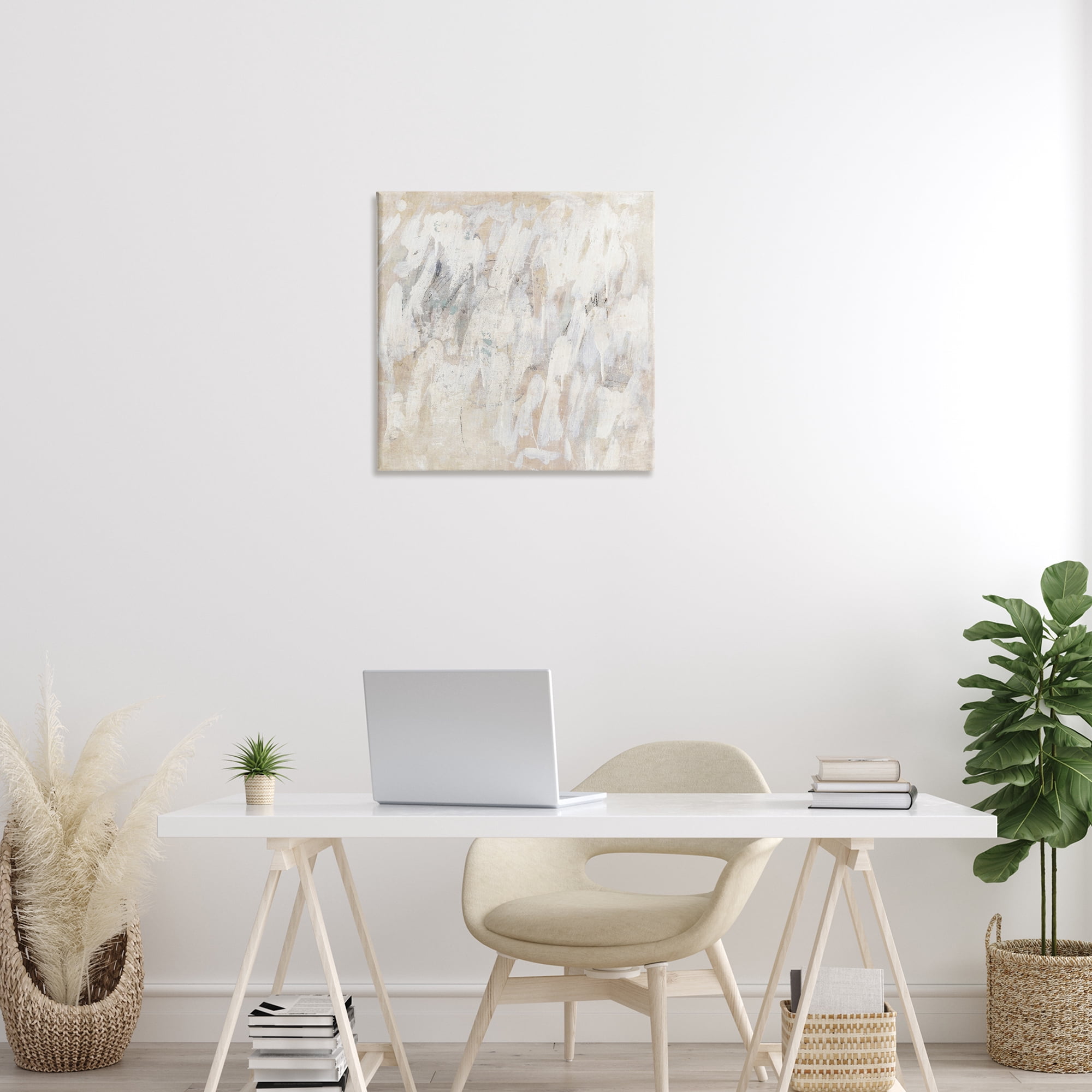 Stupell Industries Muted Neutral Dapples Abstract Painting Wrapped Canvas Art Print Wall Art, 24 x 24