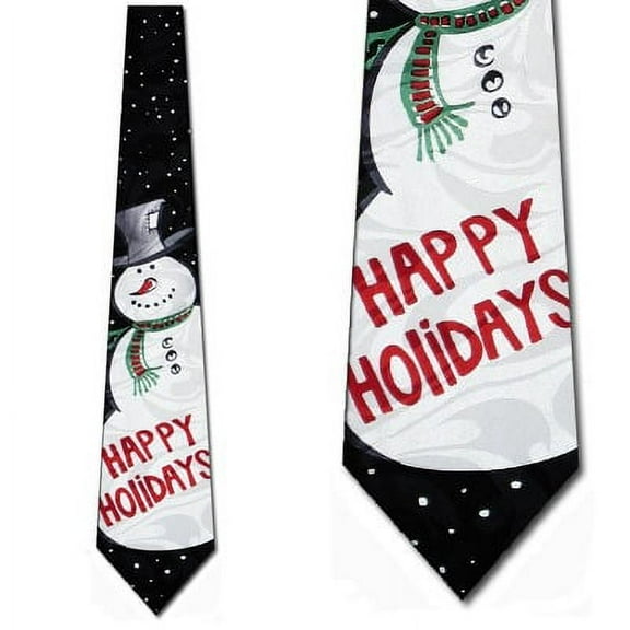Snowman - Happy Holidays (Black) Necktie Mens Tie