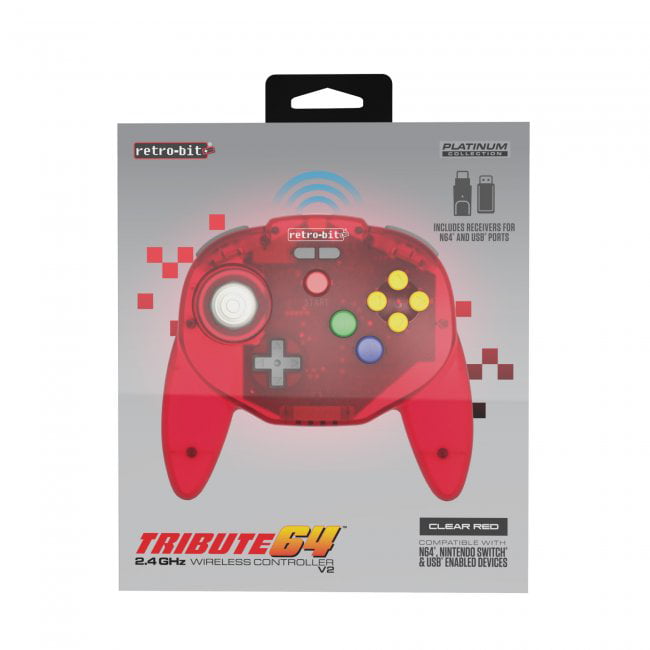 Retro-Bit Tribute 64 2.4 GHz Wireless Controller for Nintendo 64 (N64),  Switch, PC, MacOS, RetroPie, Raspberry Pi and Other USB Devices - Classic  Grey 