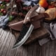 thumbnail image 1 of Cuchillo de carnicero Cuchillo de deshuesar de acero inoxidable forjado a mano con funda 27,5 cm Herramienta de corte de carne de alta resistencia Mango de madera ergonómico para cocina Camping BBQ, 1 of 7