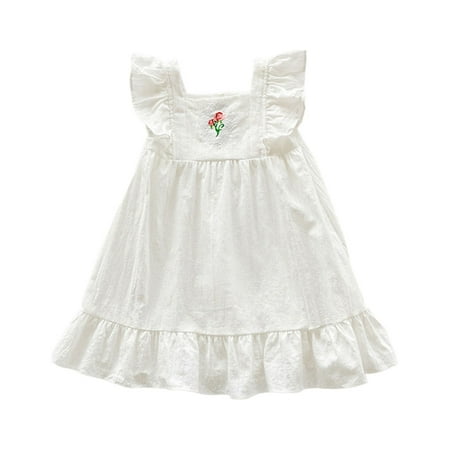 

Kids Toddler Baby Girls Dress Spring Summer Flower Printed Ruffle Sleeveless Princess Dress