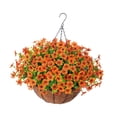 thumbnail image 2 of Cesta colgante de flores artificiales, adorno para maceta colgante con revestimiento de coco Naranja, 2 of 9