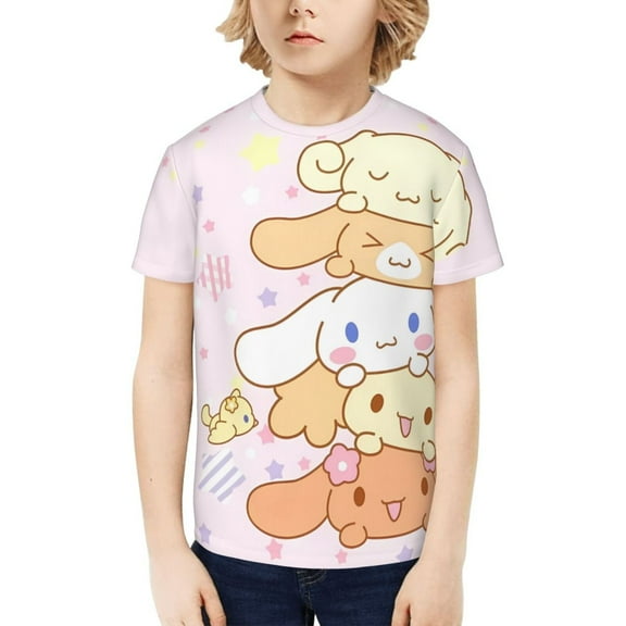Sanrio Cinnamoroll Kids T-Shirt 3d Printed Graphic T-Shirts Boys And Girls Short Sleeve Shirts For Youth Kids Small