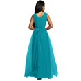thumbnail image 3 of Vestido largo de dama de honor con cuello en V para mujer, vestido de baile de graduación, fiesta de noche, cóctel, vestidos largos divididos, 3 of 4