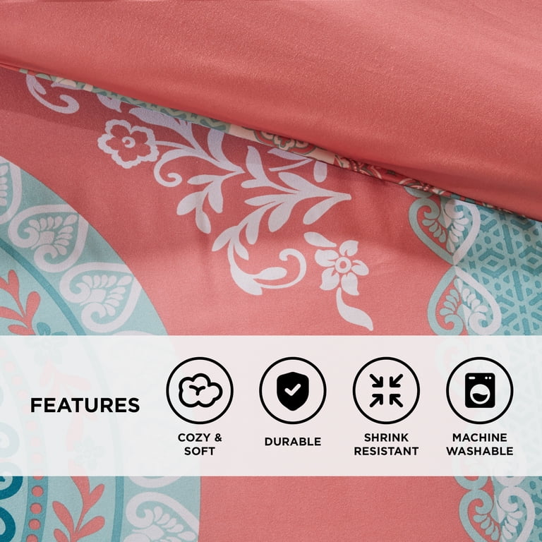Regency Heights 7-Piece Twin-XL Medallion Comforter Set, Coral photo 3