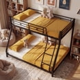 thumbnail image 4 of Netrum Twin over Full Bunk Bed,Heavy Duty Metal Low Profile Bunk Beds Fram with Ladder & Safe Guardrail,Bunk Bed Twin over Full for Teens Adults,No Box Spring Needed,Black, 4 of 9