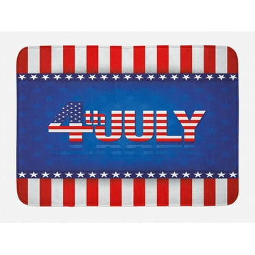 4th of July Bath Mat, Independence Themed Holiday Design with United States of America Flag Pattern, Non-Slip Plush Mat Bathroom Kitchen Laundry Room Decor, 29.5 X 17.5 Inches, Multicolor, Ambesonne