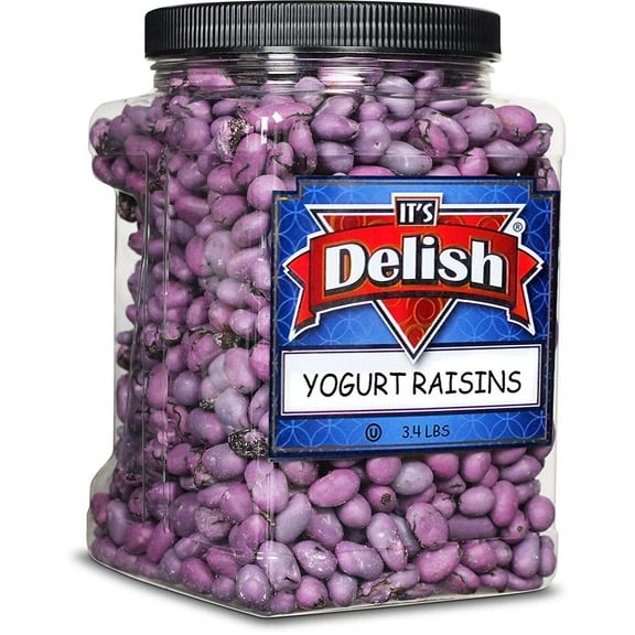 Purple Yogurt Covered Raisins by It's Delish, 3 LBS Jumbo Container  Kosher Dairy-Free Jumbo Yogurt Covered Fruit for Vegan Snacking  Dried Raisins Coated in Yogurt-Flavored Shell Snack Treats