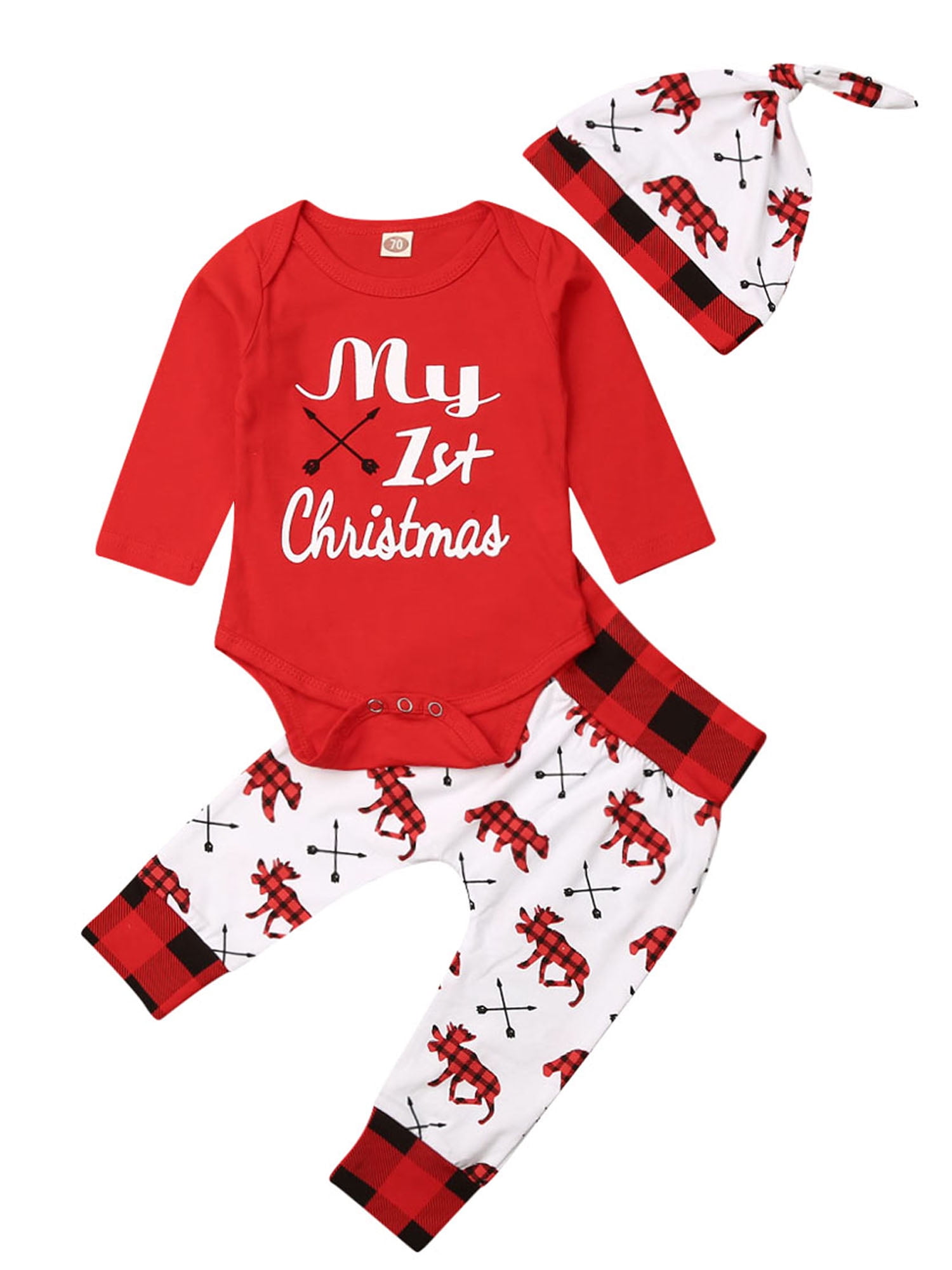 My First Christmas Newborn Baby Boy Girl Clothes Romper Trousers Hat ...