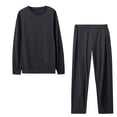 thumbnail image 4 of Sweatsuits Women 2 Piece Outfit Solid Color Crewneck Long Sleeve Sweatshirt with Trousers Casual Elegant Womens Tracksuit Set Black L, 4 of 4