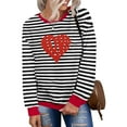 thumbnail image 5 of ICHUANYI Womens Striped Heart Print Oversized Sweatshirt Color Block Crew Neck Long Sleeve Casual Loose Pullover Top Sweatshirts, 5 of 6