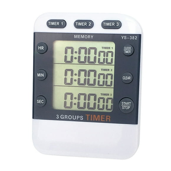 EeaseMX Cronómetro digital con pantalla de 3 líneas, cronómetro LCD, cronómetro electrónico deportivo, temporizador de cuenta regresiva, cronógrafo para cocina, sin batería.