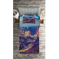 thumbnail image 2 of Ambesonne American Quilted Coverlet 2 Pcs, Grand Canyon Sunrise, Twin Size, Blue Tan, 2 of 2