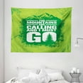 thumbnail image 1 of Adventure Tapestry, Grungy Display Mountains and Retro Letters Call of the Woods, Wall Hanging for Bedroom Living Room Dorm Decor, 80W X 60L Inches, Lime Green Fern Green White, by Ambesonne, 1 of 2