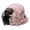Pink, variant on Women's Wool Felt Hat with Elegant Net Fabric Flower, Round Top Bucket Hat for Women, Vintage Tea Party Hat for Church, Wedding, and Special Occasions - Black