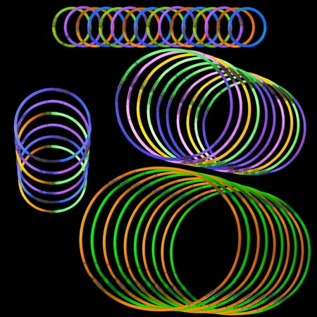 Glow Sticks - 350-Piece Bulk Party Pack - Glow in The Dark Rings Bracelets - Ideal New Years, Raves, Concerts Birthdays, Blue, Purple, Orange, Green, Yellow - 7.7 inches