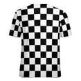 thumbnail image 7 of Womens T-Shirt Classic Check Print O Neck T-Shirts Short Sleeve Black And White Funny Pattern Tops Clothing Big Size 6X, 7 of 7