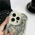 thumbnail image 3 of 3D Laser Rose Flowers Diamonds Wavy Frame Phone Case Compatible with iPhone Case (White,iPhone 12 Pro Max), 3 of 5