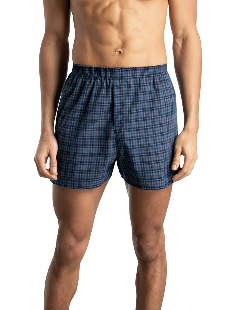 Fruit of the Loom Men's Tartan Woven Boxers, 6-Pack with Plush