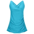 thumbnail image 5 of Women's Tankini Swimsuit Tummy Control Bathing Suit Ruched Tankini Tops with Swim Skirt Swimwear Sky Blue 2XL, 5 of 5