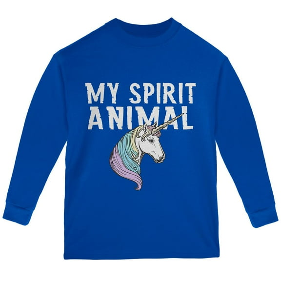 My Spirit Animal Unicorn Youth Long Sleeve T Shirt Royal YSM