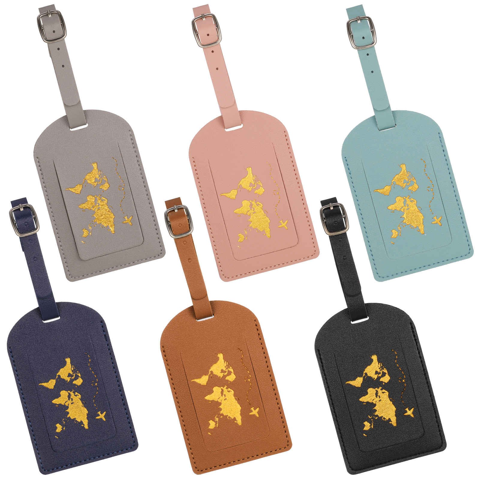 AOWOO 6-Pack PU Leather Luggage Tags photo 1