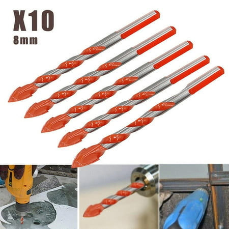 

Drill Bit Set 8mm 10PC Multifunctional Drill Bits Wall Ceramic Glass Punching Hole Working Set