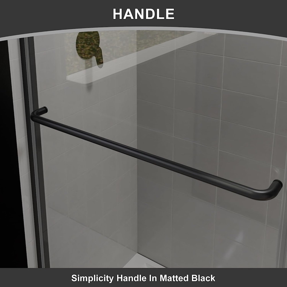 56-60" W x 70" H Semi-Frameless Sliding Shower Door, Glass Shower Door with 1/4'' (6mm) Clear Tempered Glass, Shower Doors can be Installed Left and Right