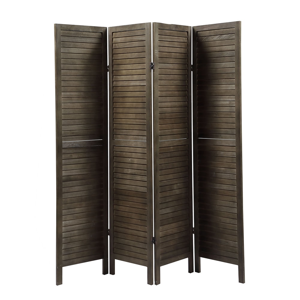 Kadyn 4 Panel Room Divider, Folding Privacy Screen Room Screen, Freestanding Office Divider, Rustic Brown Kadyn 4 Panel Room Divider, Folding Privacy Screen Room Screen, Freestanding Office Divider, Rustic Brown
