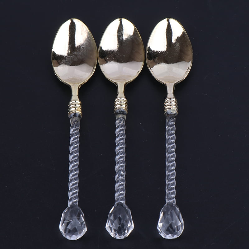 Crystal Handle Small Coffee Spoon Sugar Tea Dessert Cutlery Kitchen Tableware ah 
