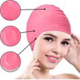 thumbnail image 3 of Resistente al agua: gorro de natación de silicona impermeable, gorro de natación de silicona para hombres y mujeres y cabello largo. Niños, adolescentes con pelo largo y rizado (plata) JM, 3 of 5