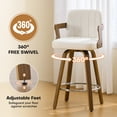 thumbnail image 2 of 26"Mid Century Modern Bar Stools Swivel Counter Height Bar Stools with Back and Dual Arms Faux Leather Upholstered Bar Chairs with Bent Wood Legs for Kitchen Island Black White, 2 of 14