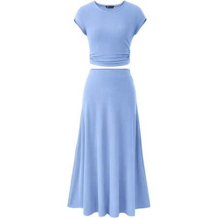 

Women s Knitted Crop Top and Mid-Length Skirt Set Elegant Comfort in Solid Colors 805-2972