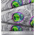 thumbnail image 2 of Soimoi Cotton Voile Fabric Peacock Feather Print Fabric by Yard 42 Inch Wide, 2 of 3