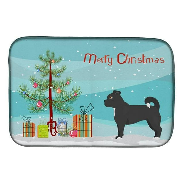 Carolines Treasures CK3820DDM Black Chug Christmas Tree Dish Drying Mat