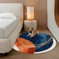 thumbnail image 3 of Navy Blue Burnt Orange Large Round Rug 8 FT, Non Slip Living Room Area Carpet, Boho Art Modern Geometric Washable Soft Circle Rug Non-Shedding Floor Carpet for Bedroom Office Dining Room, 3 of 9
