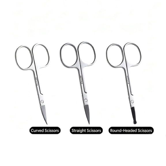 Eyebrow and Nose Hair Grooming Scissors, Stainless Steel Beauty Trimming Scissor for Facial Hair Eyelash Nail Care, 3PCS