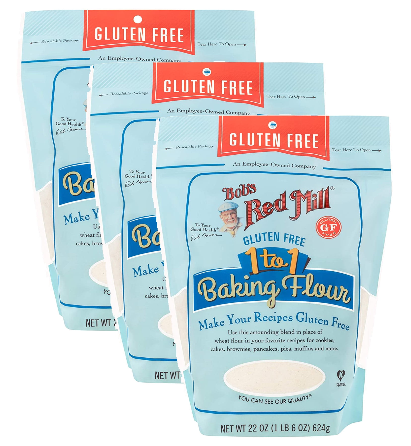 (3-Pack) Bob's Red Mill Gluten Free 1-to-1 Baking Flour, 22 oz