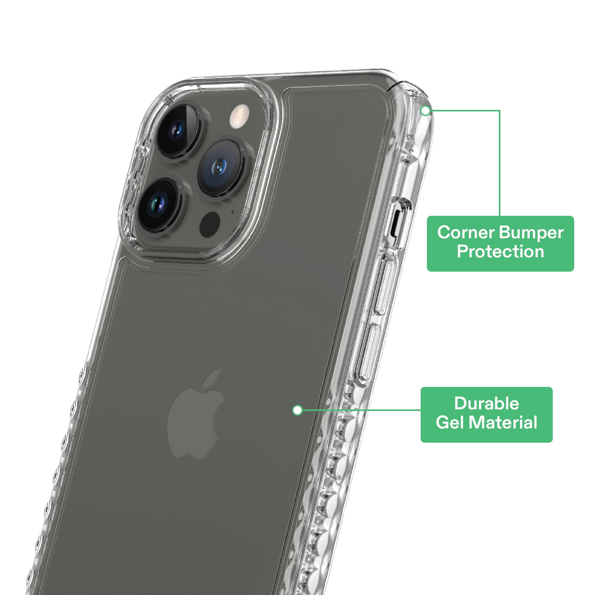 onn Protective Gel Phone Case for iPhone 13 Pro Max / iPhone 12 Pro Max - Clear