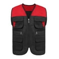 thumbnail image 5 of TOPTIE Adult Supermarket Volunteer Vest Travel Safari Multi-pocket Waistcoat-black red-XL, 5 of 9