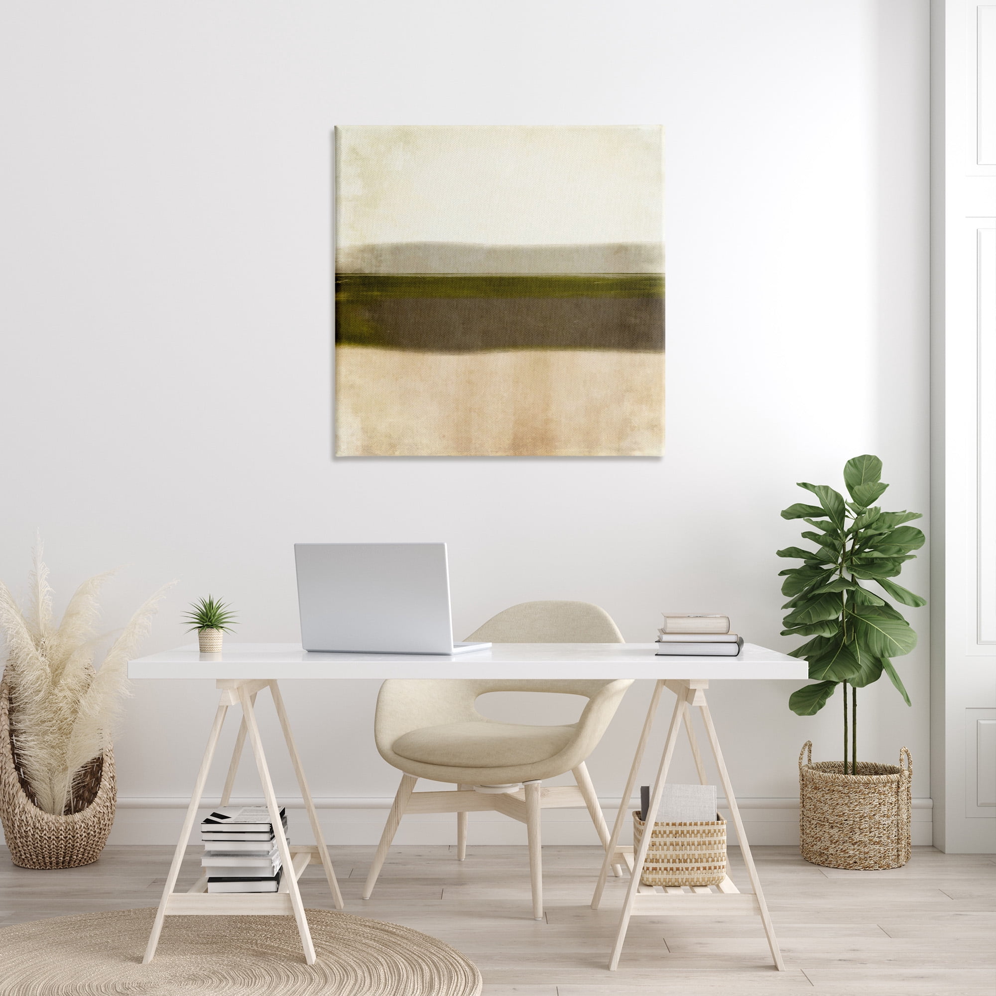 Stupell Industries Rustic Neutral Horizon Abstract Painting Gallery Wrapped Canvas Art Print Wall Art, 36 x 36