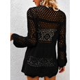 thumbnail image 3 of Women’s Crochet Tie Front Cardigan, Lightweight Open Knit Long Sleeve Boho Sweater, 3 of 6