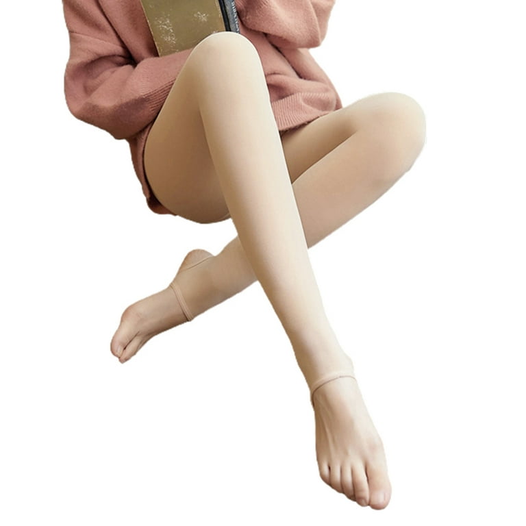 Ssxinyu Winter Warm Fleece Pantyhose Lined Natural Skin Color