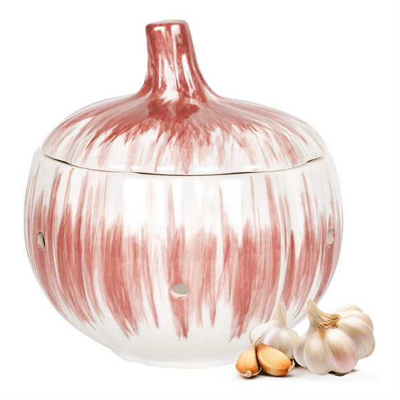 Garlic Keeper for Counter with Lid Ventilated Ceramic Garlic Keeper, Garlic Holder Storage Container to Keep Your Garlic